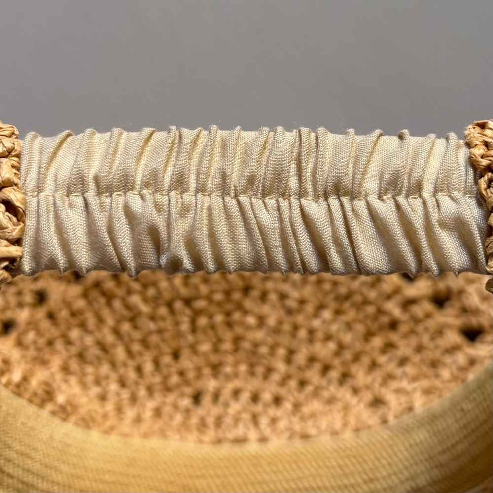 Braided Rattan Straw Sun Visor Elastic Back Trendy Tennis Prep Hat - Picture 4 of 9